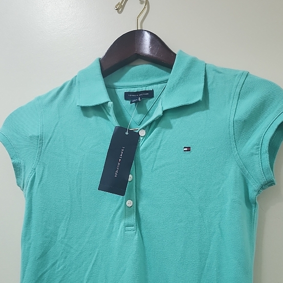 NWT Tommy Hilfiger Blue Dress Girls Sleeve Fitted Polo Shirt - Picture 2 of 8